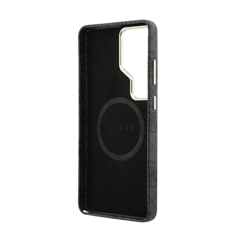 Guess PU 4G Script Metal Logo Magnetic Back Cover pre Samsung Galaxy S26 Ultra Black