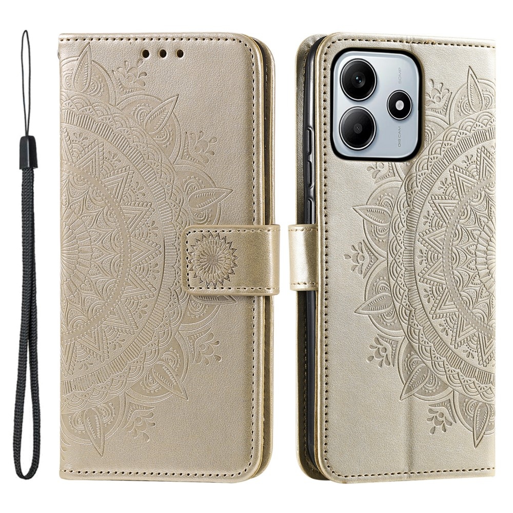 Mandala knižkové púzdro na Xiaomi Redmi Note 14 5G - zlaté