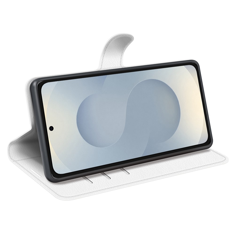 Litchi knižkové púzdro na Samsung Galaxy S25 Edge - biele