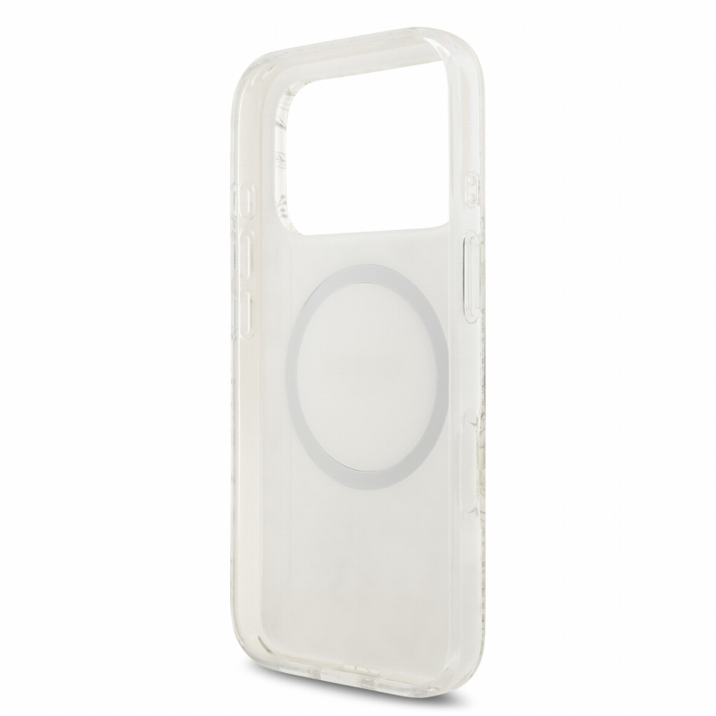 Guess IML Flowers Allover Strap MagSafe zadný kryt pre iPhone 18 Pro, biely