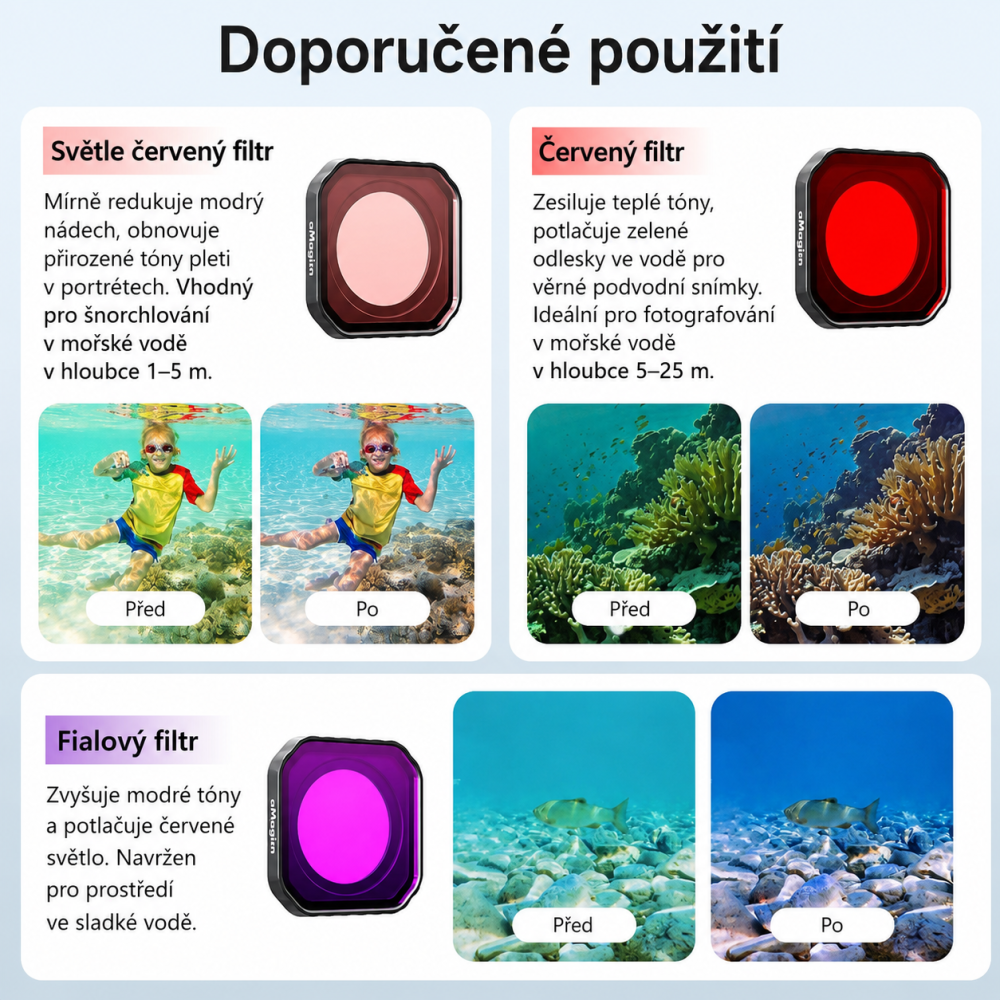 AMAGISN svetlo červený potápačský filter pre Insta360 Ace Pro 2