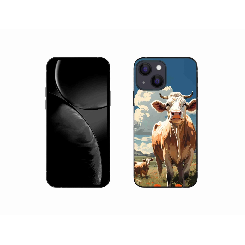 Gélový kryt mmCase na iPhone 13 mini - kravy na lúke