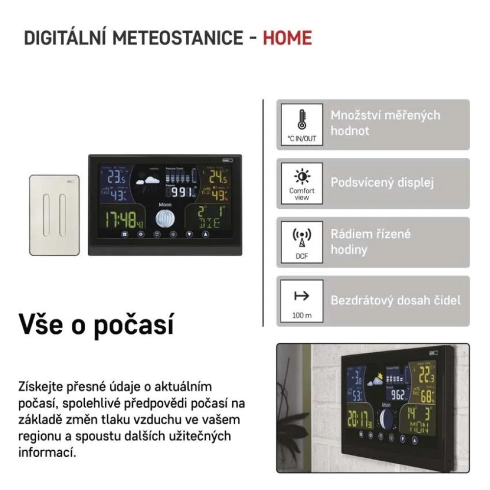 Domáca bezdrôtová meteostanica E6018