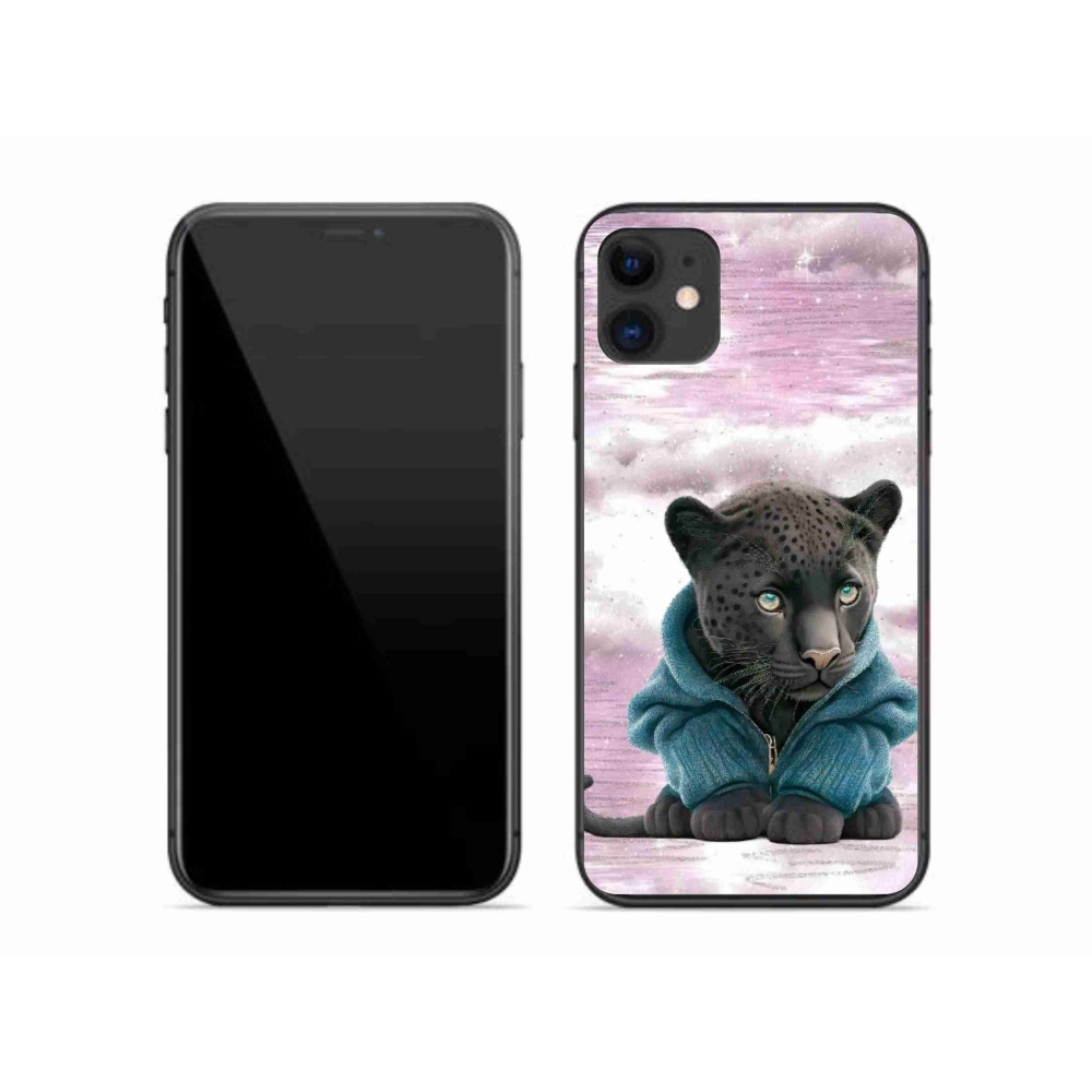 Gélový kryt mmCase na iPhone 11 - čierny panter vo svetri