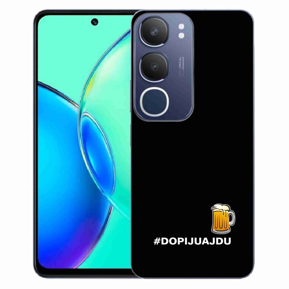 Gélový kryt mmCase na Vivo Y19s - pivný motív 1 čierne pozadie