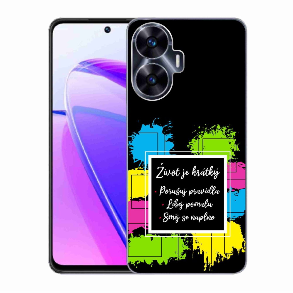 Gélový kryt mmCase na Realme C55 - citát 5 čierne pozadie