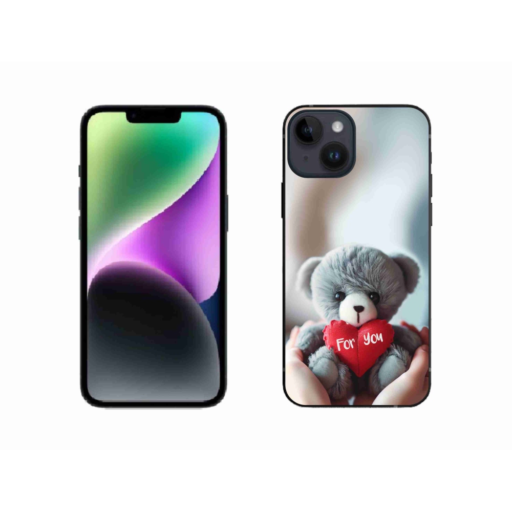 Gélový kryt mmCase na iPhone 14 - medvedík pre zamilovaných