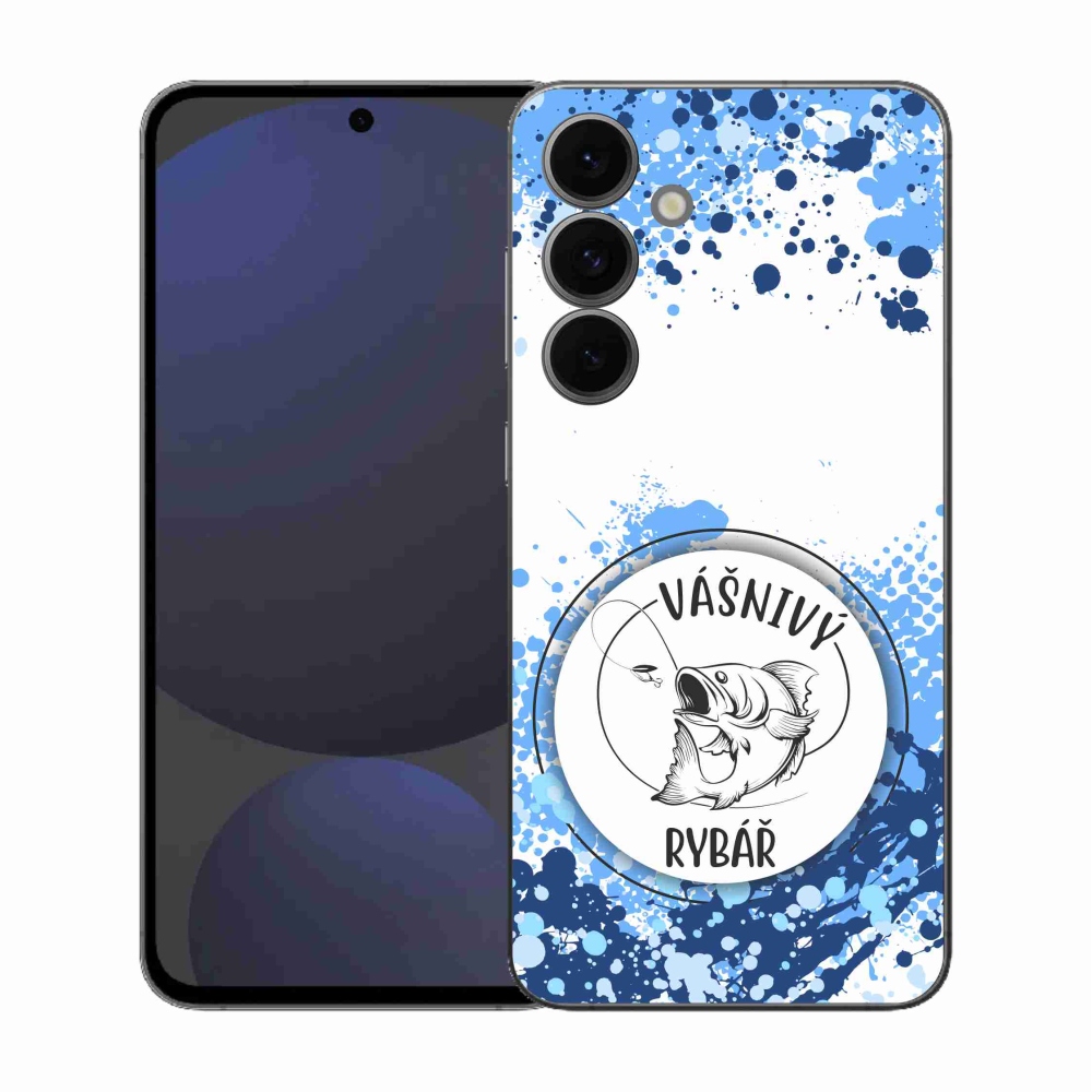 Gélový kryt mmCase na Samsung Galaxy S25 FE - vášnivý rybár biele pozadie