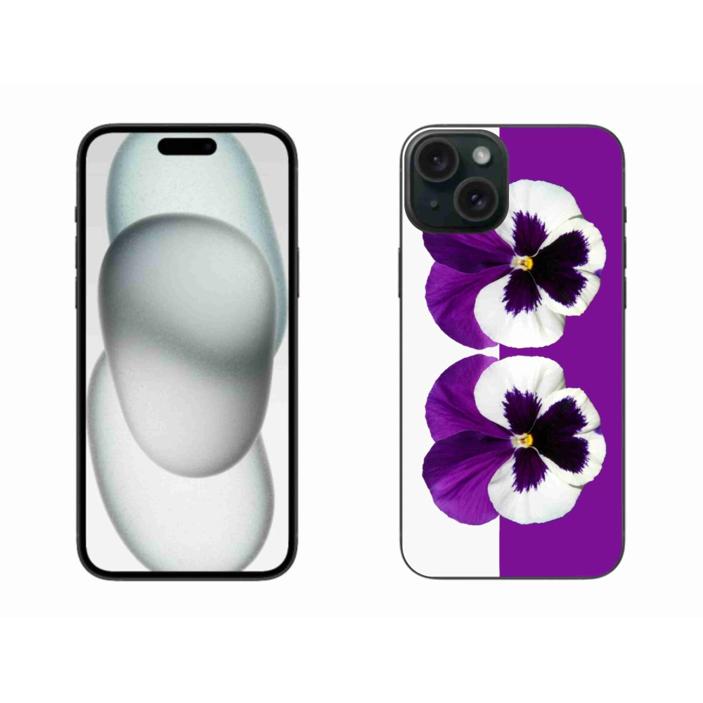 Gélový kryt mmCase na iPhone 15 Plus - fialovobiely kvet