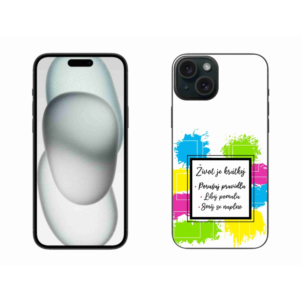 Gélový kryt mmCase na iPhone 15 Plus - citát 5 biele pozadie
