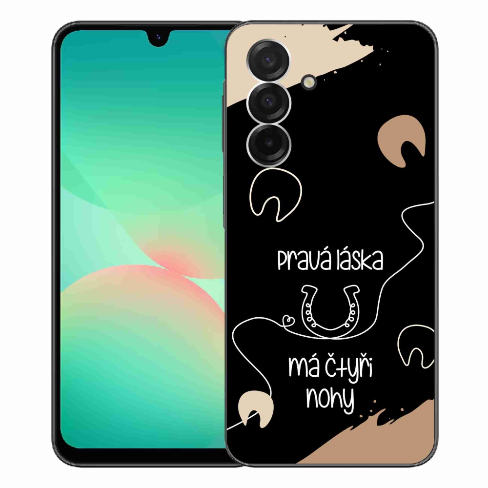 Gélový kryt mmCase na Samsung Galaxy A26 5G - konský motív čierne pozadie
