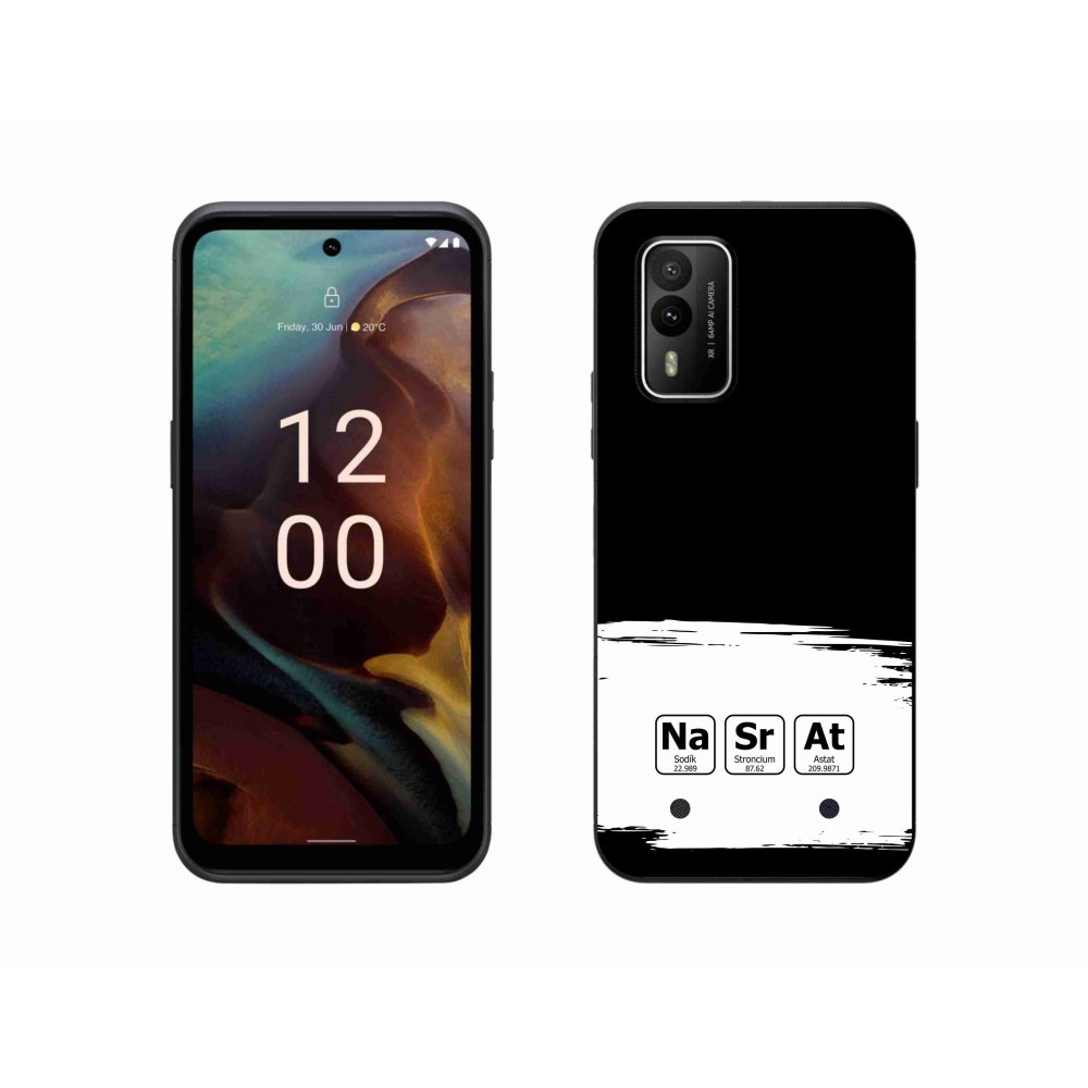 Gélový kryt mmCase na Nokia XR21 - chemické prvky bieločierne pozadie