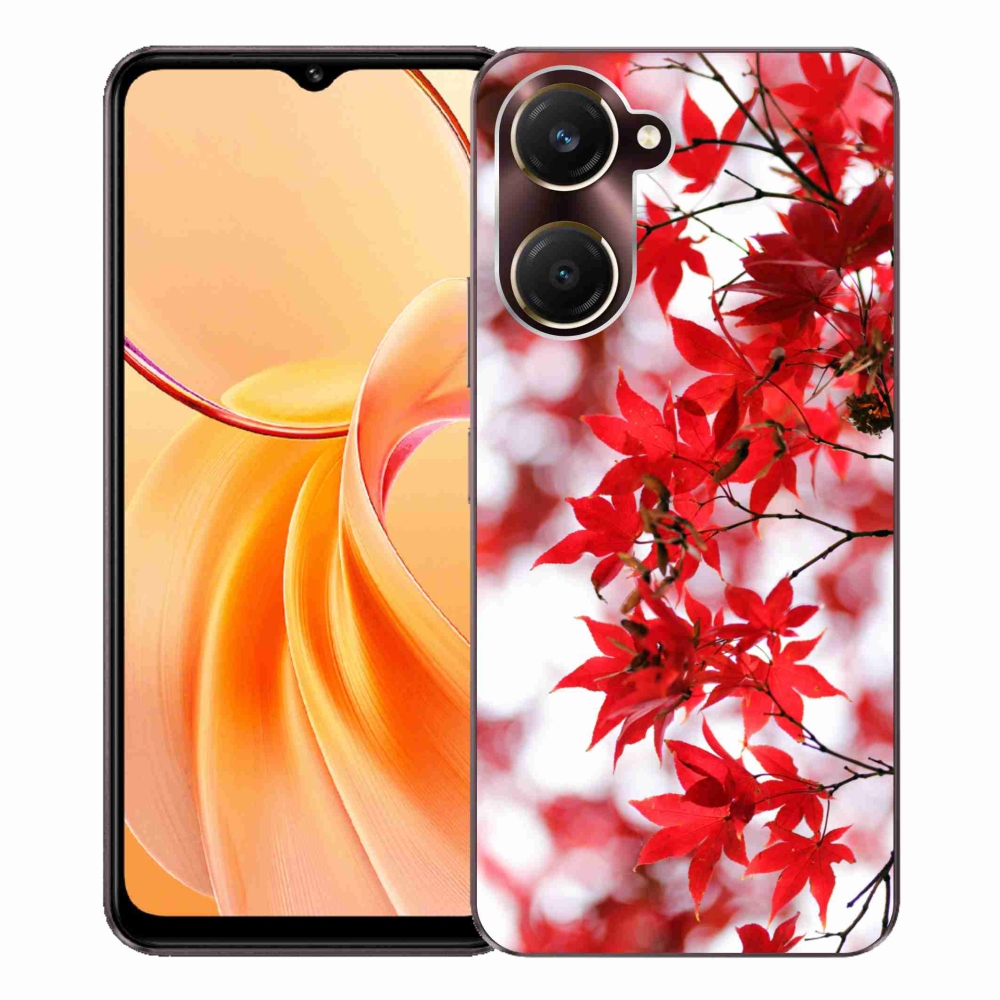 Gélový kryt mmCase na Vivo Y28s 5G - červené listy