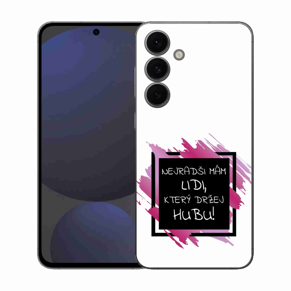 Gélový kryt mmCase na Samsung Galaxy S25 FE - vtipný text 7 čiernobiele pozadie