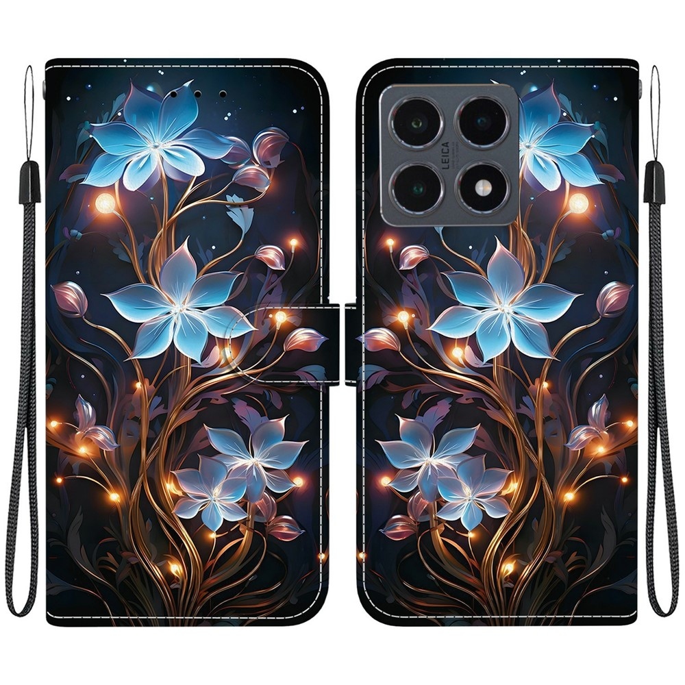 Versatile knižkové púzdro na Xiaomi 15T - modré kvety