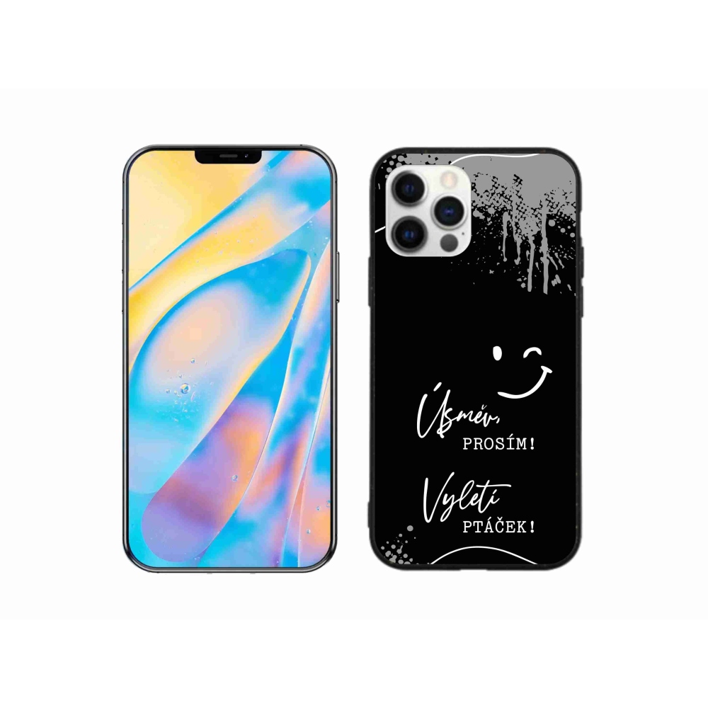 Gélový kryt mmCase na iPhone 12 - vtipný text 4 čierne pozadie