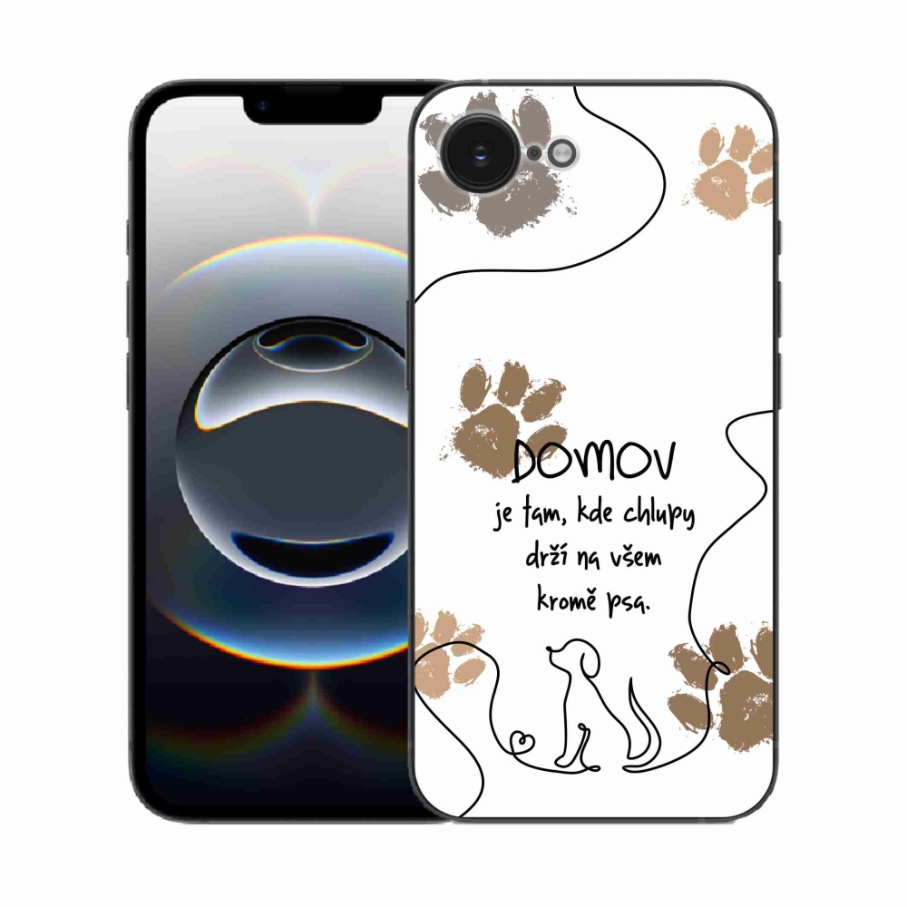 Gélový kryt mmCase na iPhone 16e - psí motív biele pozadie