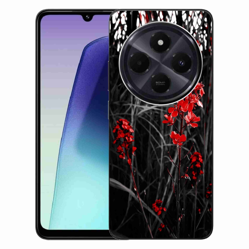 Gélový kryt mmCase na Xiaomi Redmi 14C/Poco C75 - červená rastlina