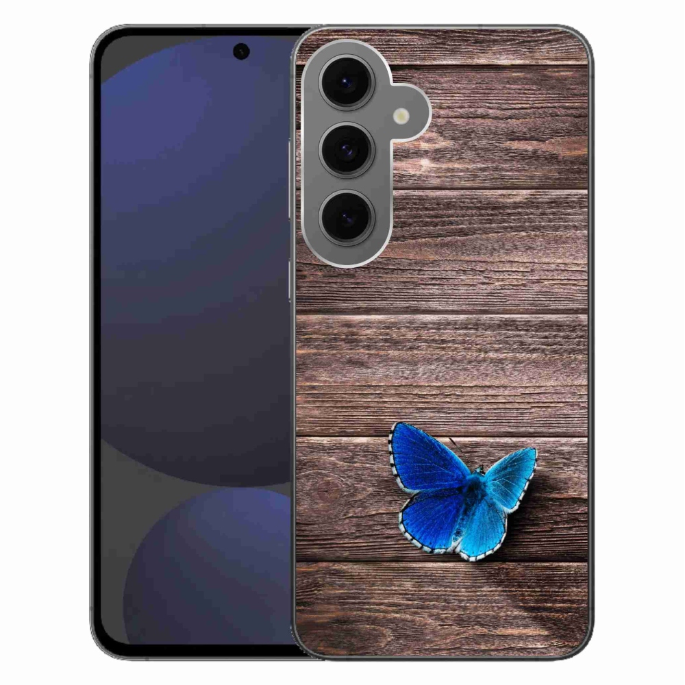 Gélový kryt mmCase na Samsung Galaxy S24 FE - modrý motýľ 1