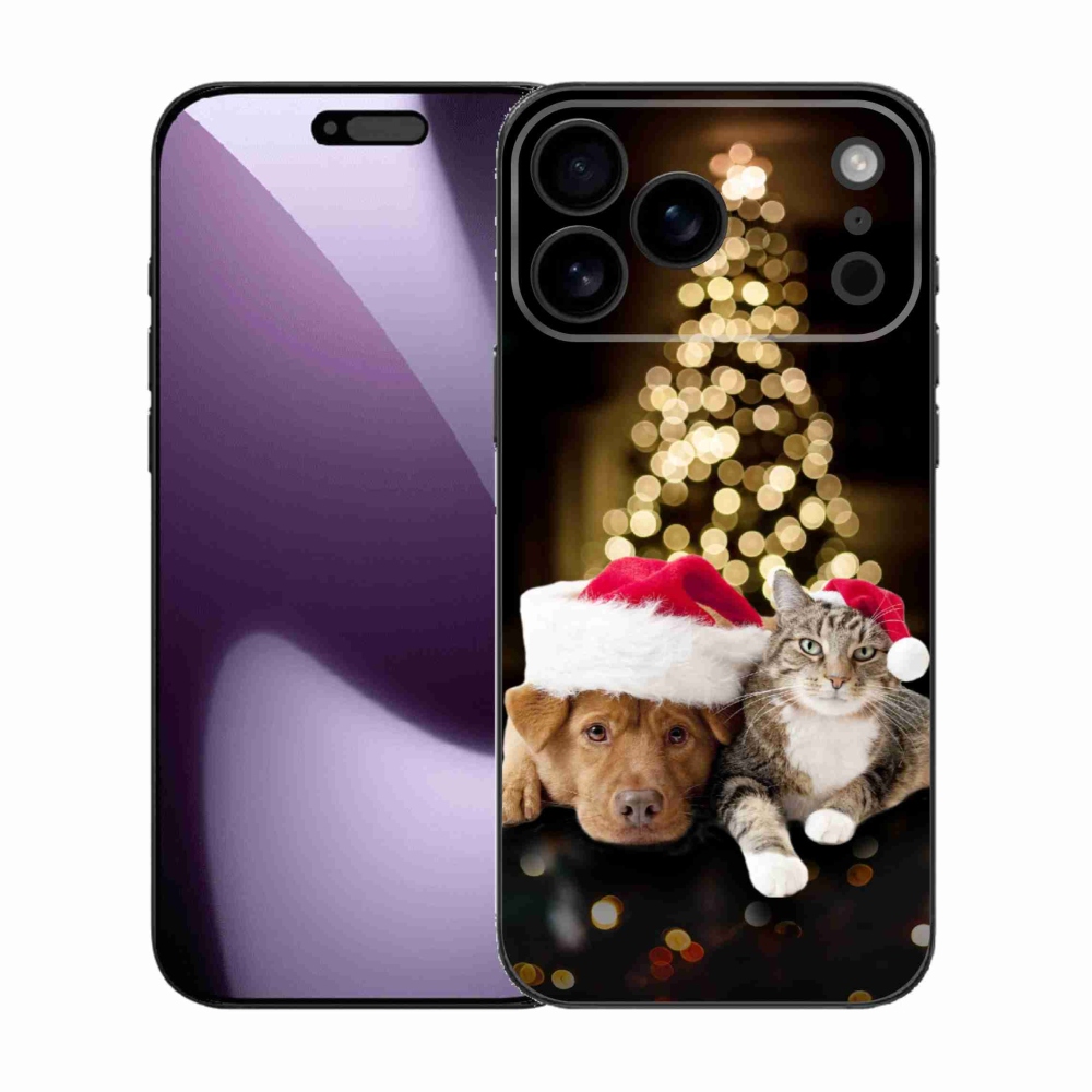 Gélový kryt mmCase na iPhone 17 Pro Max - vianočný pes a mačka