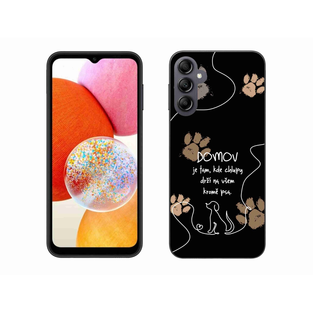 Gélový kryt mmCase na Samsung Galaxy A14 4G/5G - psí motív čierne pozadie