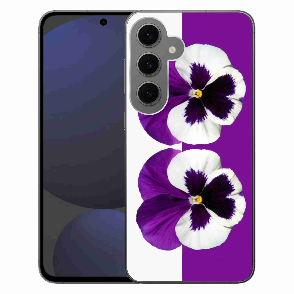 Gélový kryt mmCase na Samsung Galaxy S24 FE - fialovobiely kvet