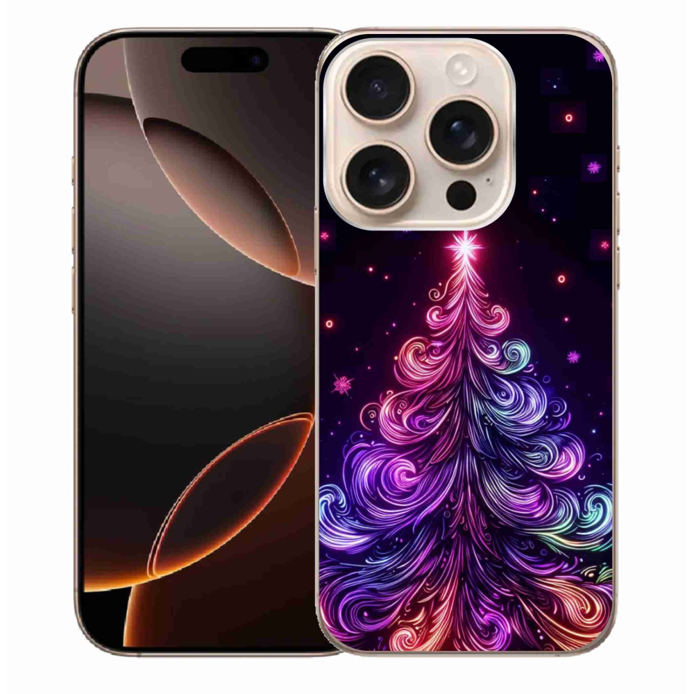 Gélový kryt mmCase na iPhone 16 Pro Max - neónový vianočný stromček 1