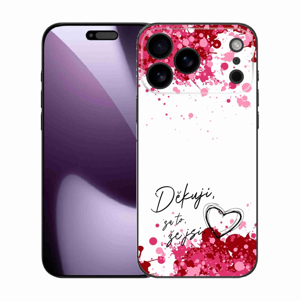 Gélový kryt mmCase na iPhone 17 Pro Max - zamilovaný text 2 biele pozadie