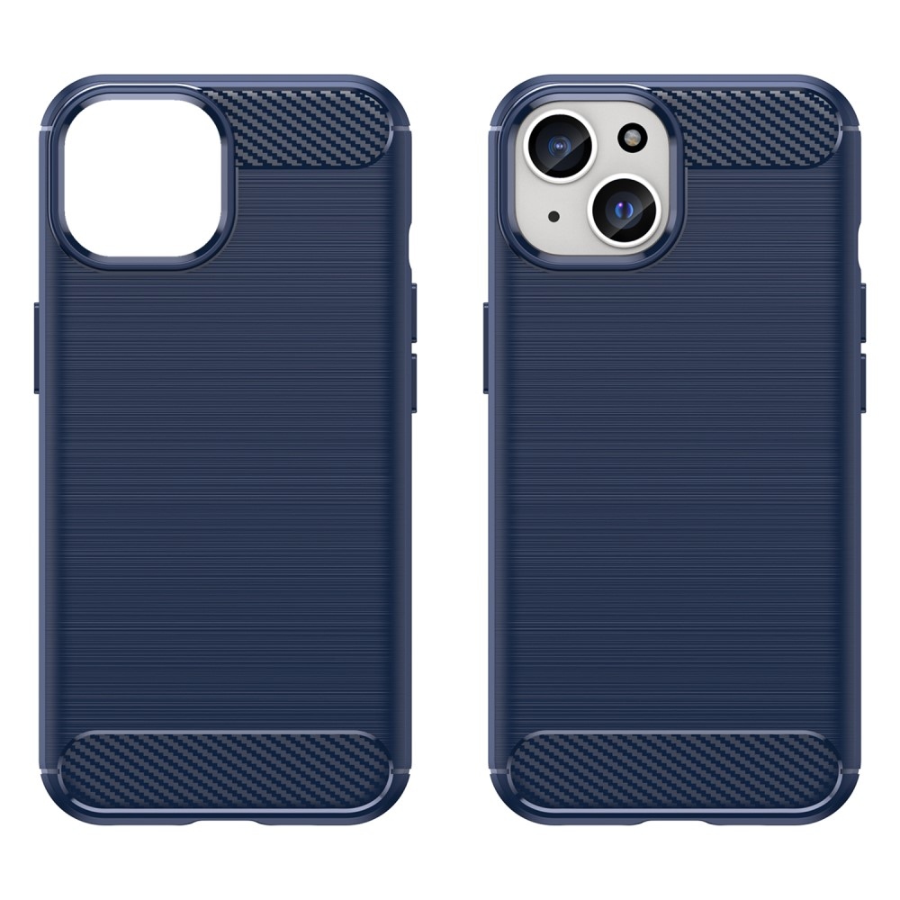 Carbon odolný gélový obal na iPhone 15 - modrý