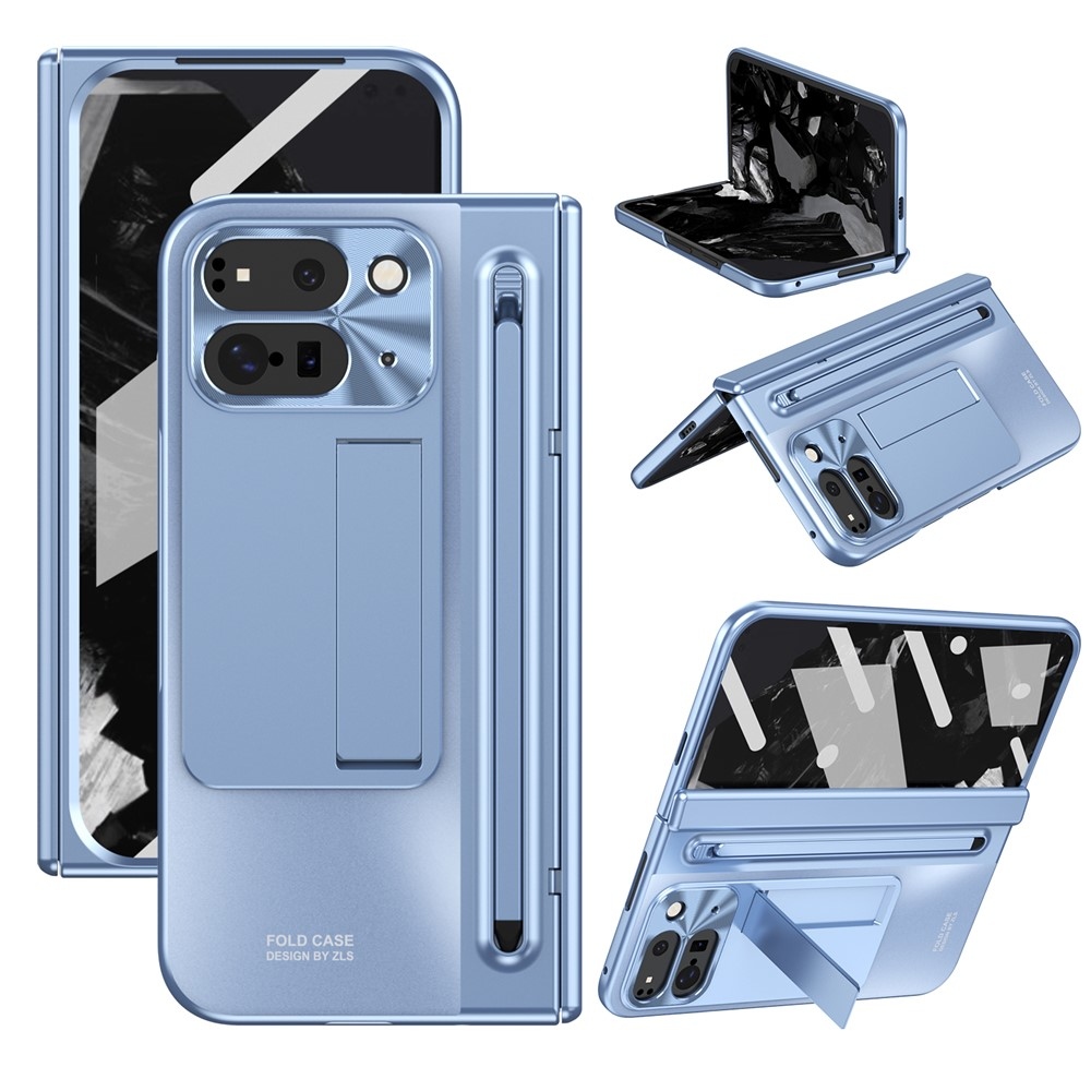 Hinge plastový kryt so stylusom a ochranou displeja na Google Pixel 10 Pro Fold - modrý