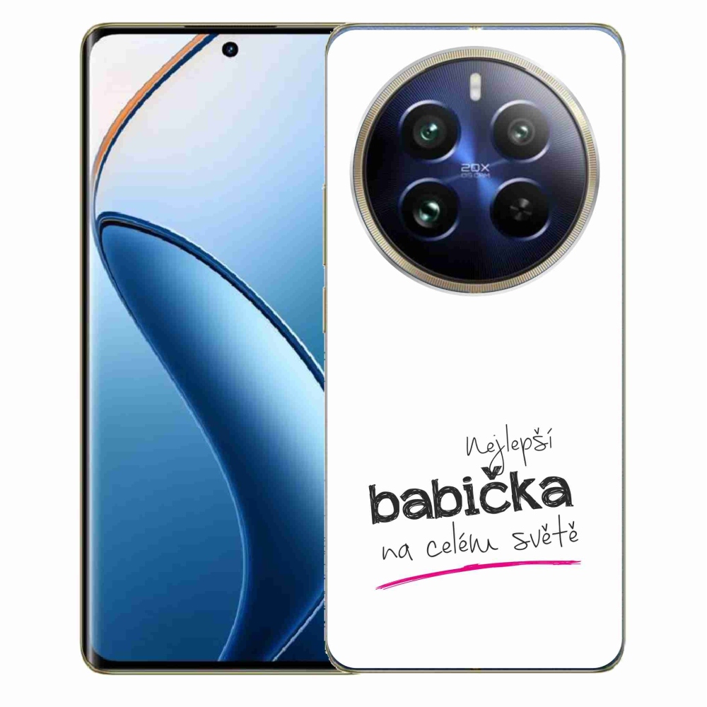 Gélový kryt mmCase na Realme 12 Pro 5G/12 Pro+ 5G - najlepšia babička 4 biele pozadie