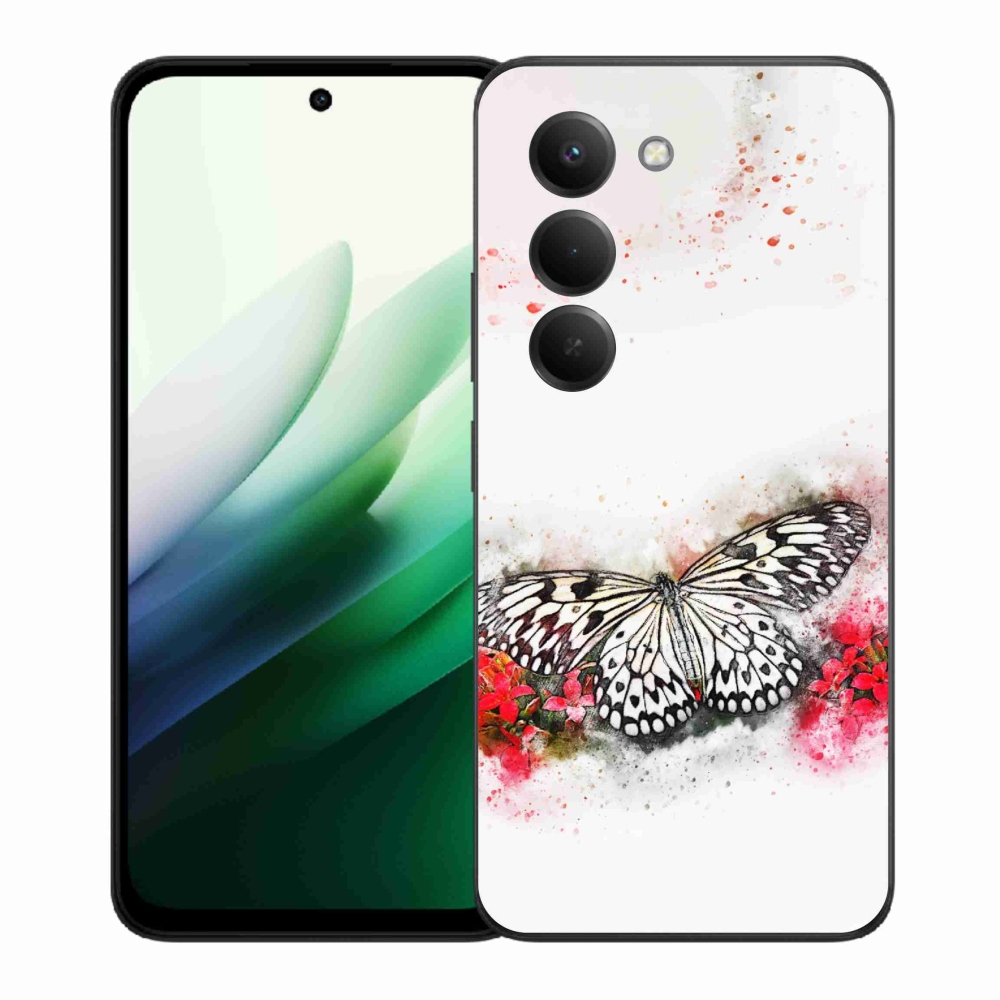 Gélový kryt mmCase na Xiaomi Redmi 15 5G - čiernobiely motýľ