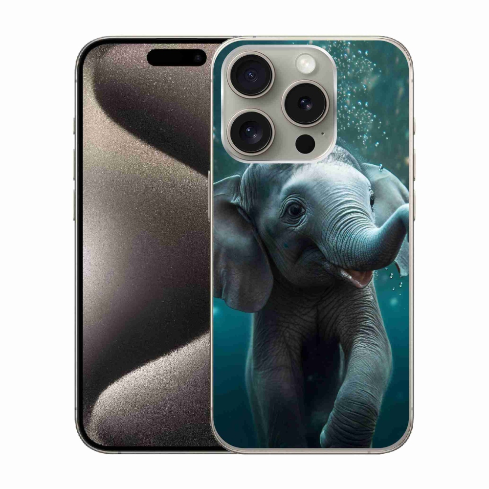 Gélový kryt mmCase na iPhone 15 Pro - sloník pod vodou