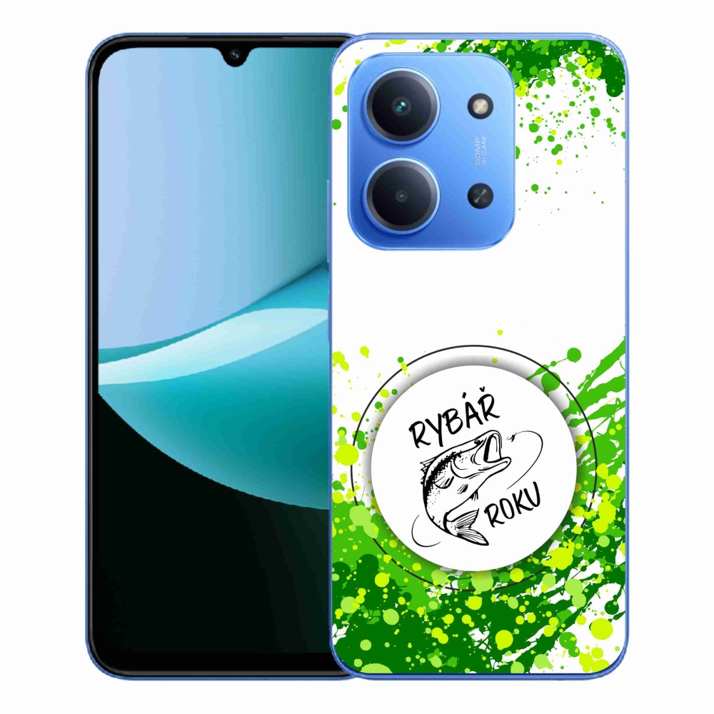 Gélový kryt mmCase na Xiaomi Redmi 15C 4G/5G (173mm) - rybár roku biele pozadie