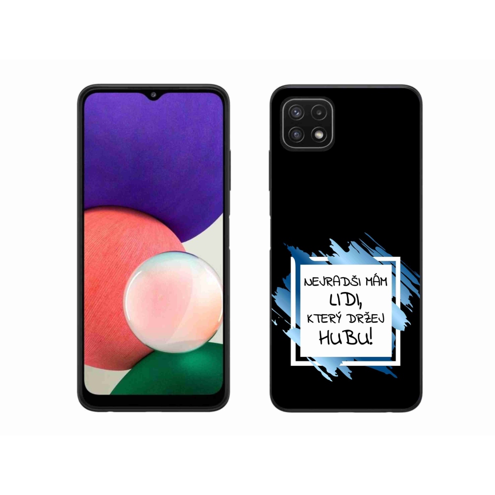 Gélový kryt mmCase na Samsung Galaxy A22 5G - vtipný text 7 bieločierne pozadie