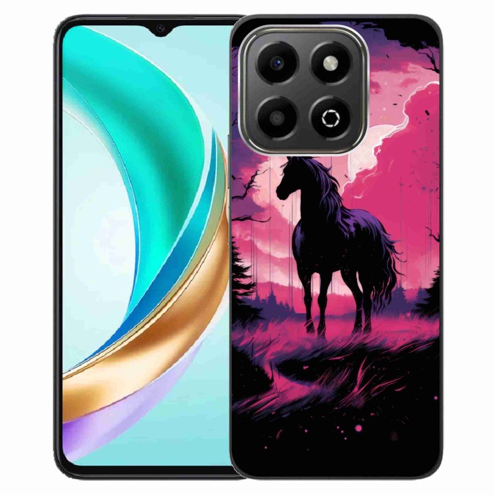 Gélový kryt mmCase na Honor X6b - čierny kreslený kôň 1