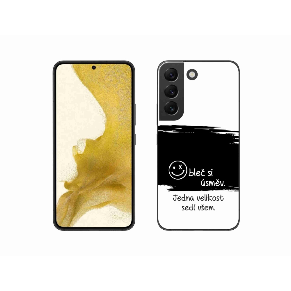 Gélový kryt mmCase na Samsung Galaxy S22 5G - vtipný text 8 čiernobiele pozadie