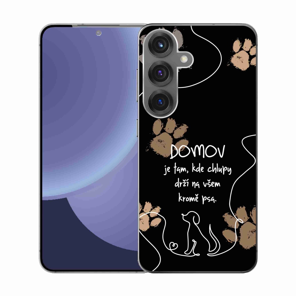 Gélový kryt mmCase na Samsung Galaxy S25 - psí motív čierne pozadie