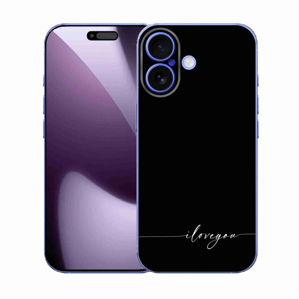 Gélový kryt mmCase na iPhone 17 - I love you čierne pozadie