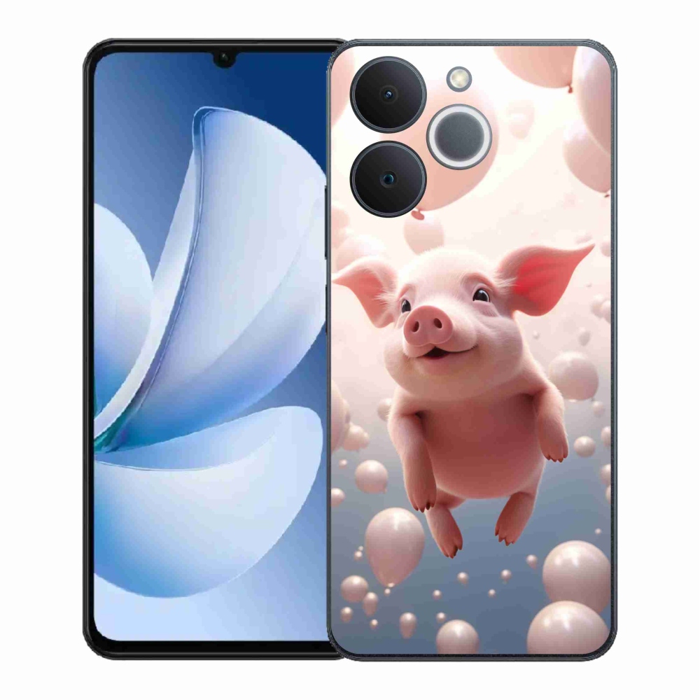 Gélový kryt mmCase na Realme Note 70T - prasiatko s balónikmi