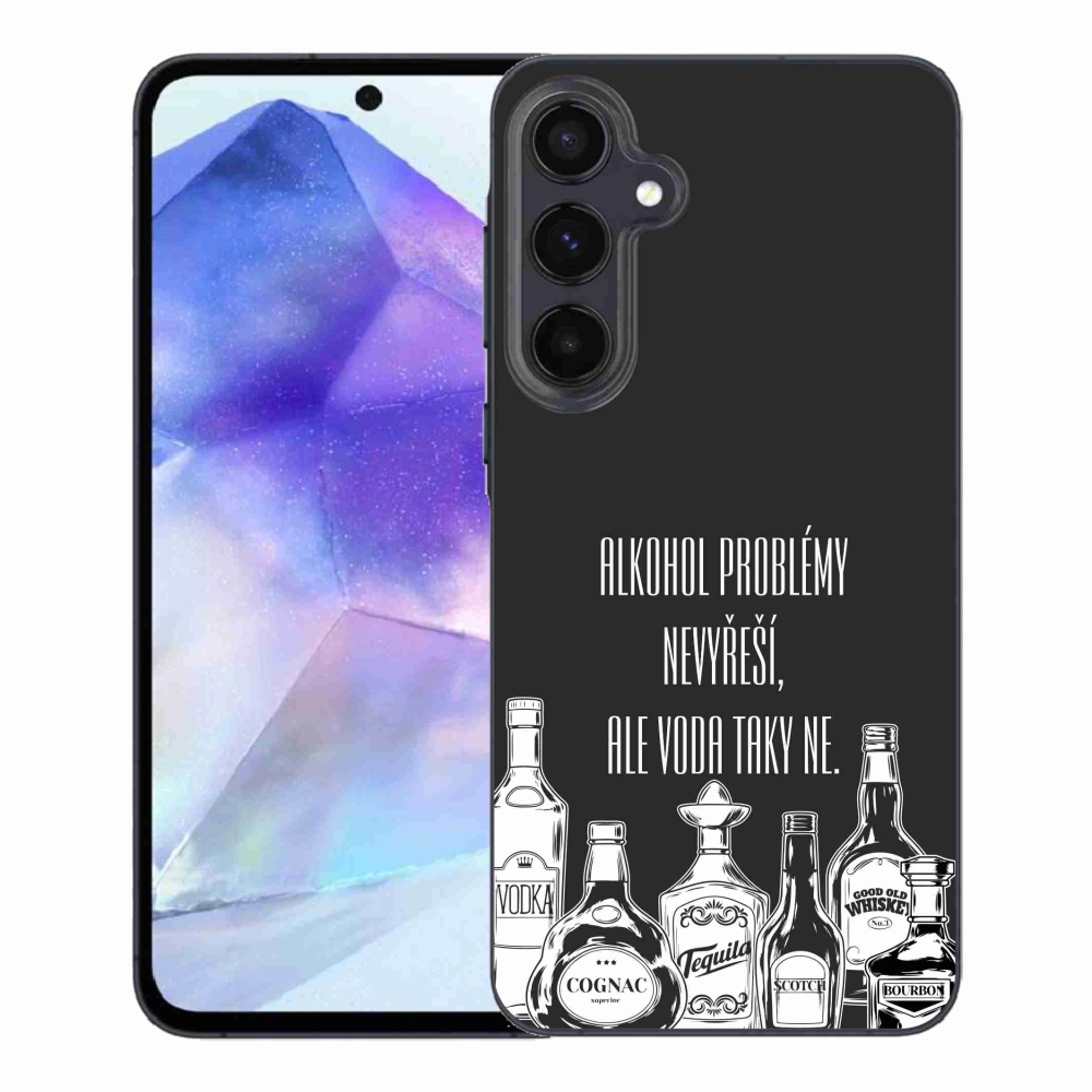 Gélový kryt mmCase na Samsung Galaxy A55 5G - vtipný text čierne pozadie