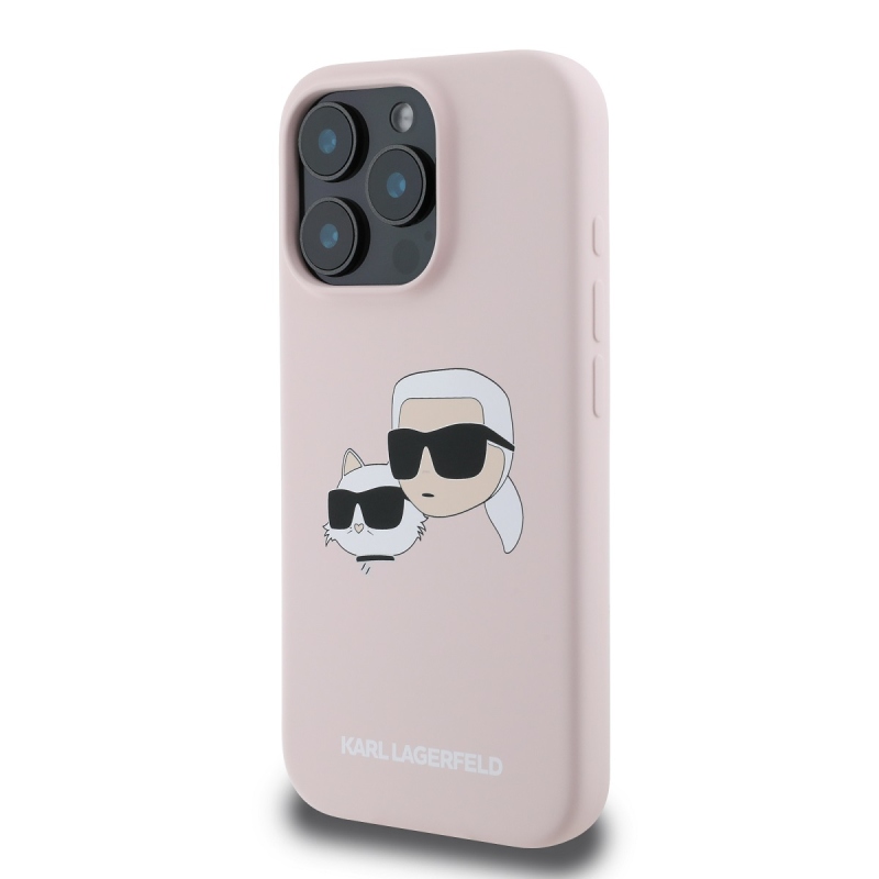 Karl Lagerfeld Liquid Silicone Double Heads MagSafe Zadný Kryt pre iPhone 16 Pro Pink