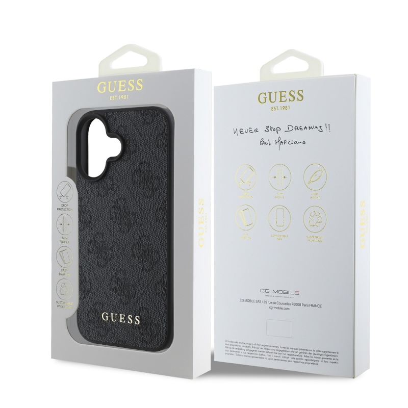 Guess 4G Charm Zadný Kryt pre iPhone 16 Tone on Tone Grey