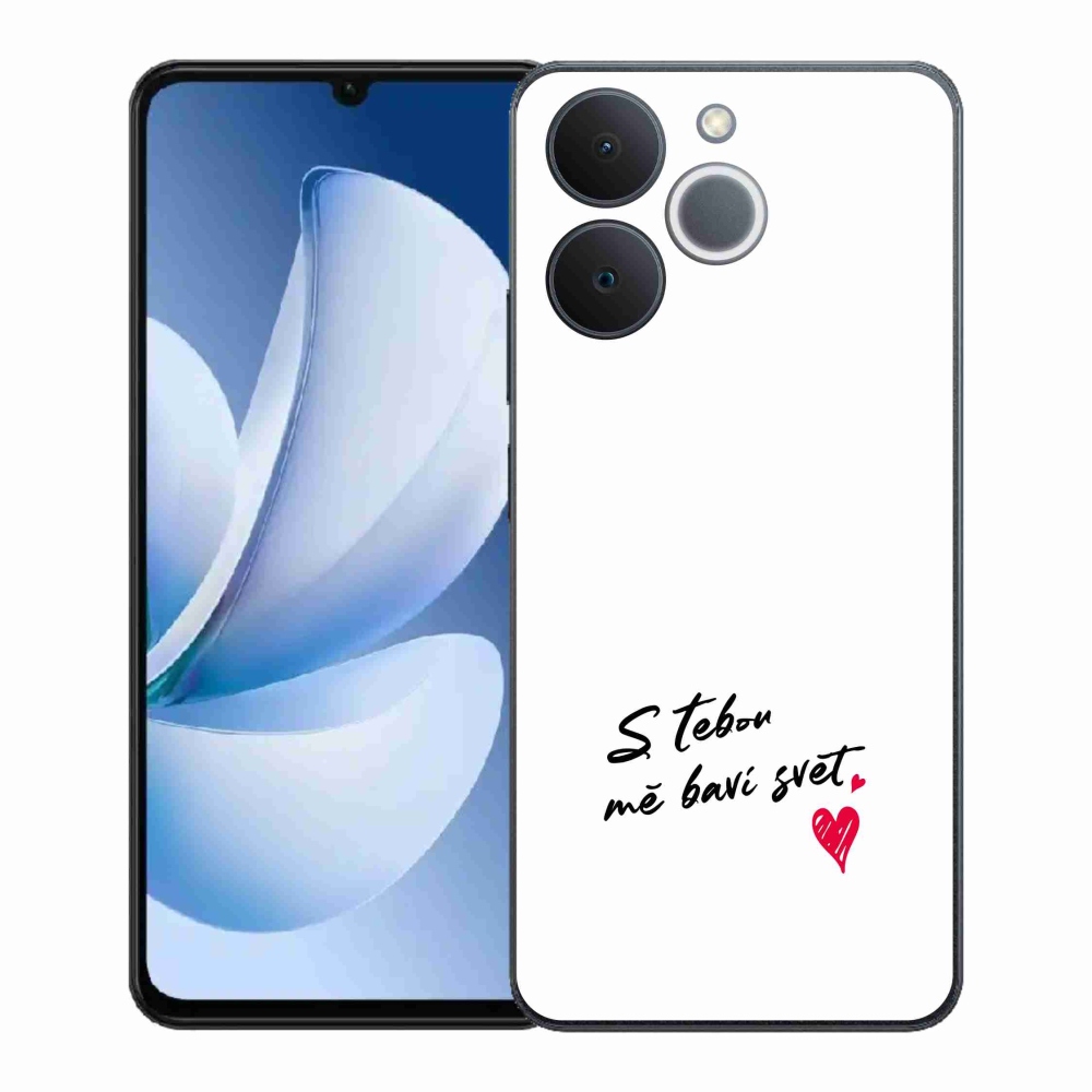 Gélový kryt mmCase na Realme Note 70T - zamilovaný text 1 biele pozadie