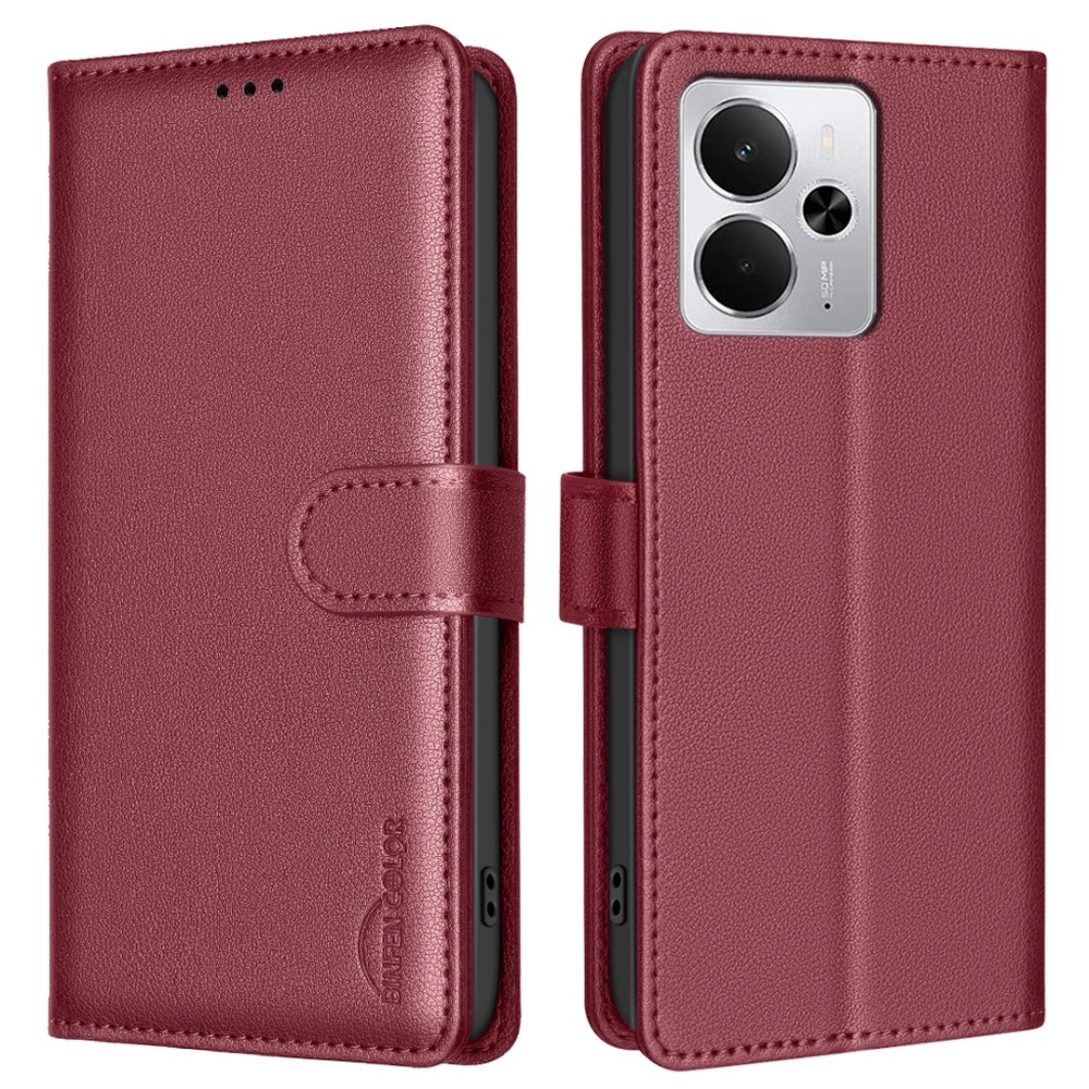 BINFEN knižkové puzdro na Realme 14 5G - červené