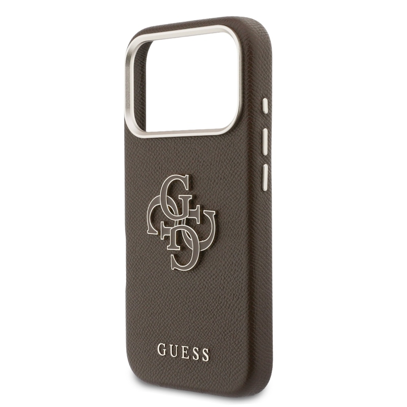 Zadný kryt s logom Guess PU Resin pre iPhone 17 Pro Brown