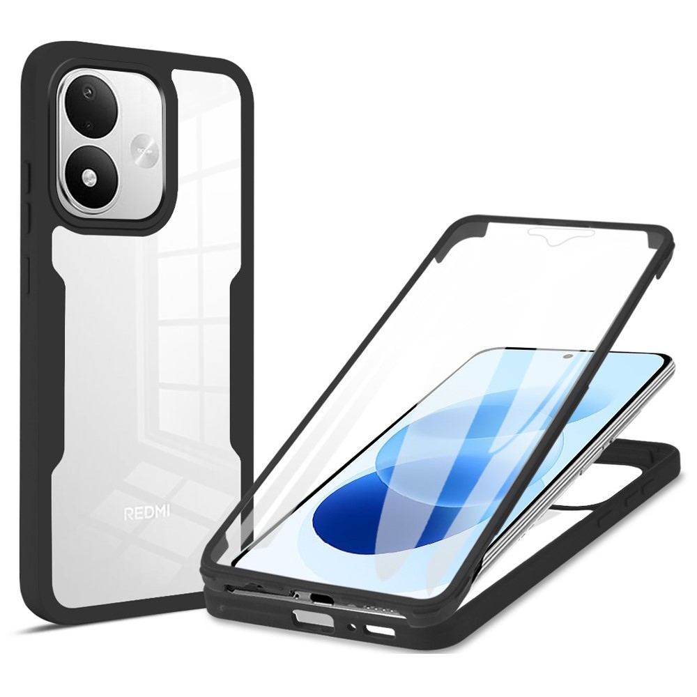 Acryl gélový obal s rámčekom pre ochranou displeja na Xiaomi Redmi Note 17 4G/5G - čierny