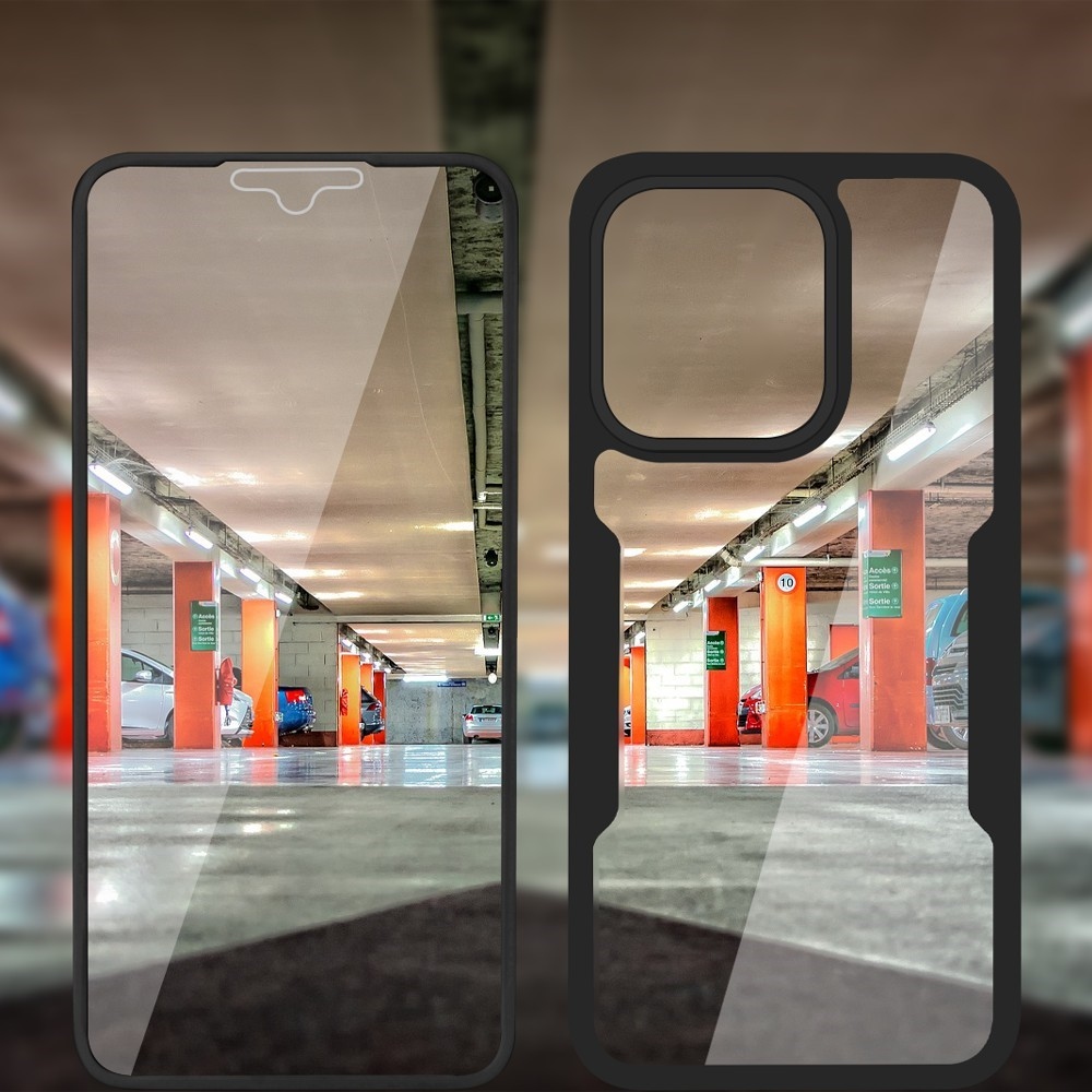 Acryl gélový obal s rámčekom pre ochranou displeja na Xiaomi Redmi Note 17 4G/5G - čierny