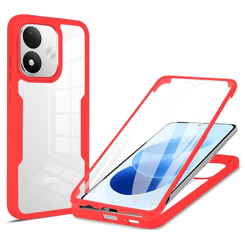 Acryl gélový obal s rámčekom pre ochranou displeja na Xiaomi Redmi Note 17 4G/5G - červený