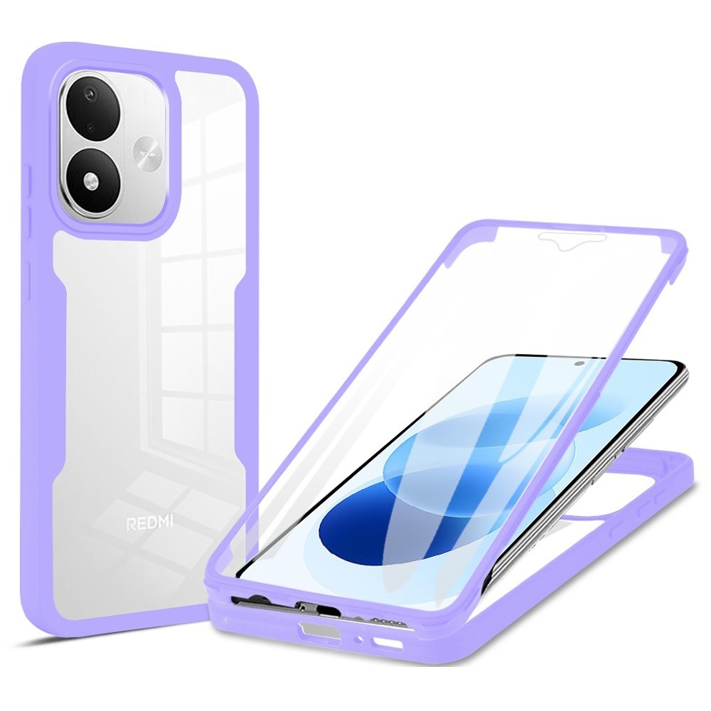 Acryl gélový obal s rámčekom pre ochranou displeja na Xiaomi Redmi Note 17 4G/5G - fialový